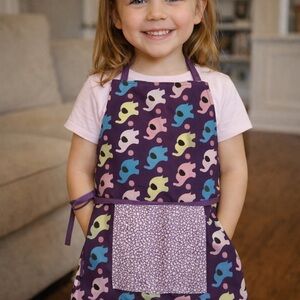Colorful Elephant Print Kids Apron reversible